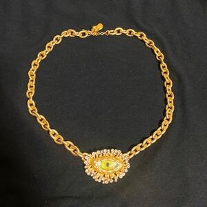 Schiaparelli Inspired Elegant Gold Necklace with Crystal Accents